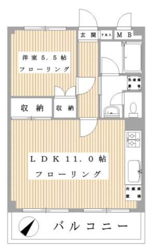 ア・ボートルサンテ西館(1LDK/2階)の間取り写真