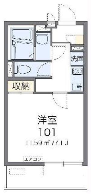 クレイノ ルメルシェ(1K/1階)の間取り写真