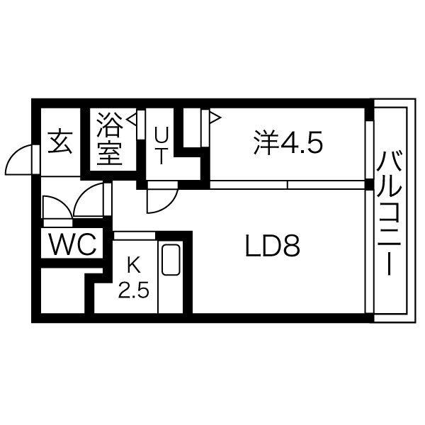 アムール麻生(1LDK/4階)の間取り写真