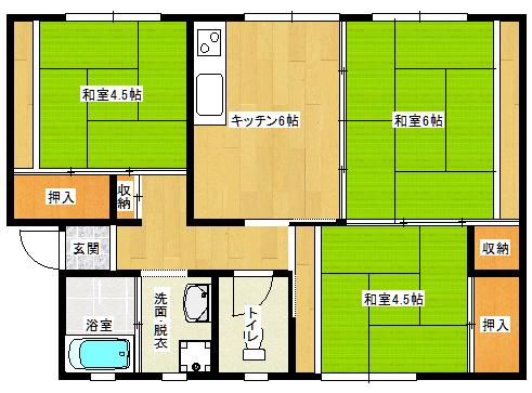 INFINA ノース2(3DK/2階)の間取り写真