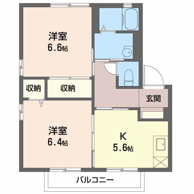 ルフルーヴ(2K/1階)の間取り写真