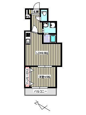 ゆうプラザ博多駅東A(1LDK/1階)の間取り写真