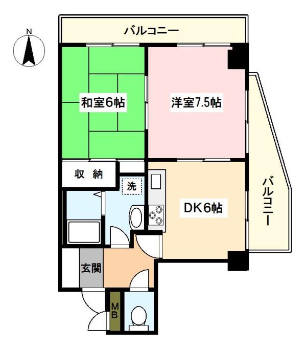 ホーユウリレント弘明寺第2(2DK/3階)の間取り写真