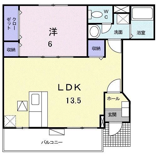 ブリアン・シー(1LDK/1階)の間取り写真