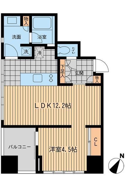 ウィルテラス勝どき(1LDK/2階)の間取り写真
