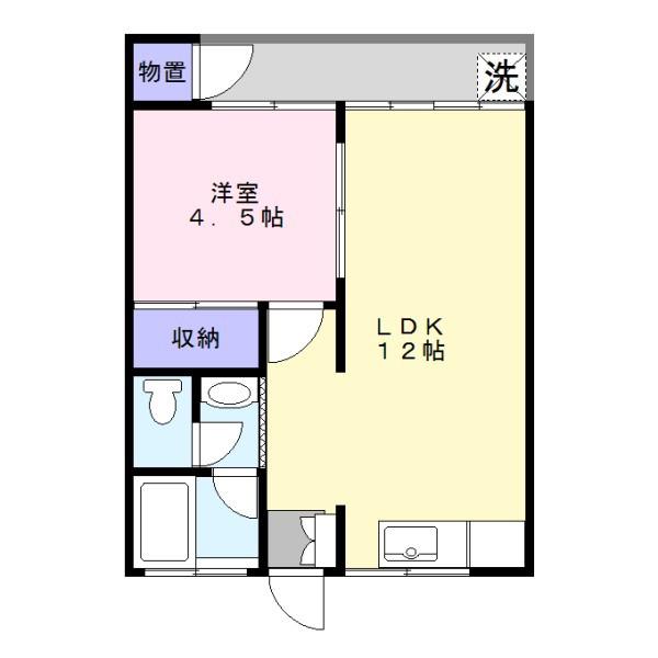 北野パークハイツ(1LDK/1階)の間取り写真