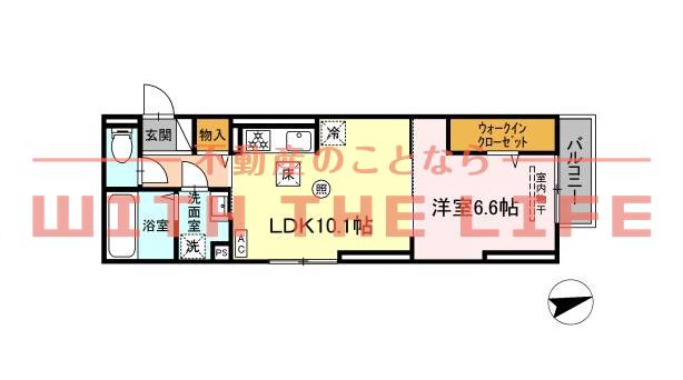 グランデシェチオ千本杉II(1LDK/2階)の間取り写真