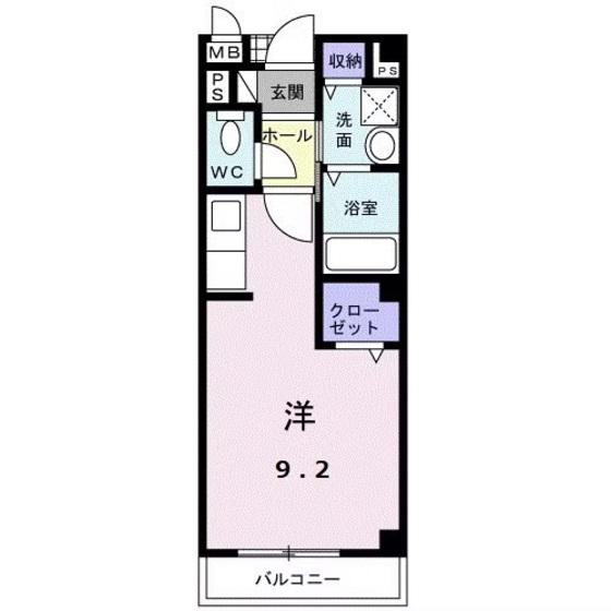 ソルセリエンテB(ワンルーム/2階)の間取り写真