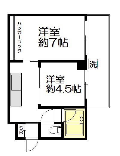 DE BLANC(2K/2階)の間取り写真