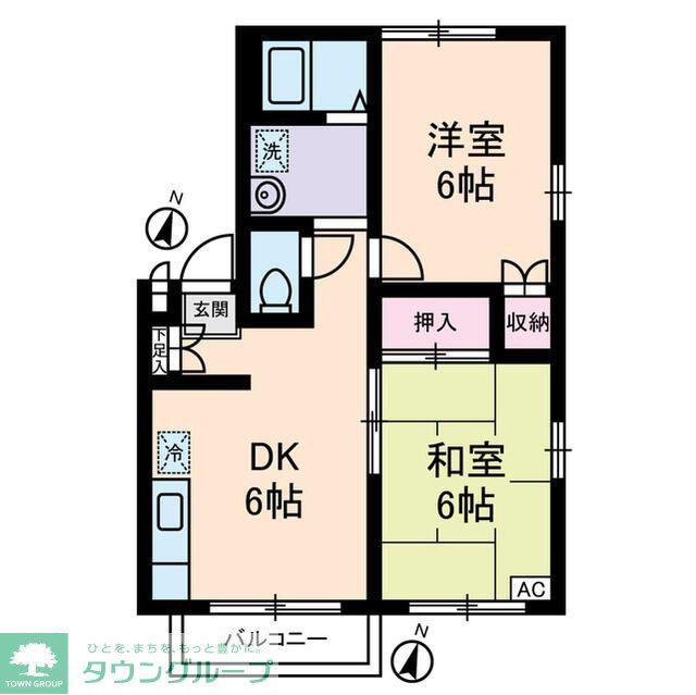 エステートピア・U8号棟(2DK/2階)の間取り写真