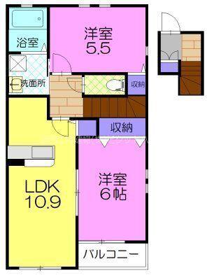 アイシスⅤ G(2LDK/2階)の間取り写真