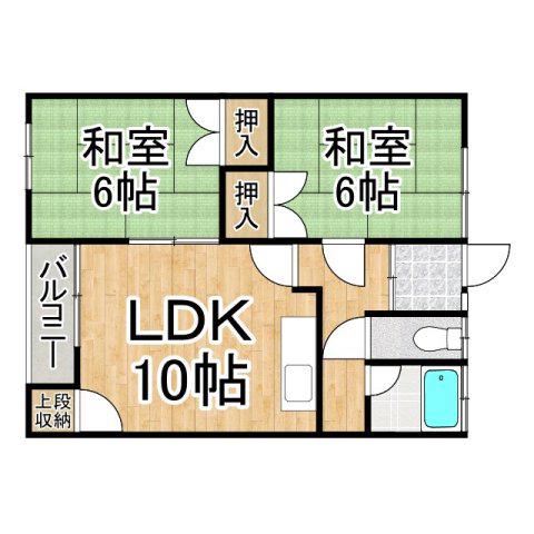 まりもハイツ(2LDK/2階)の間取り写真