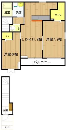 プロスパーII(2LDK/2階)の間取り写真