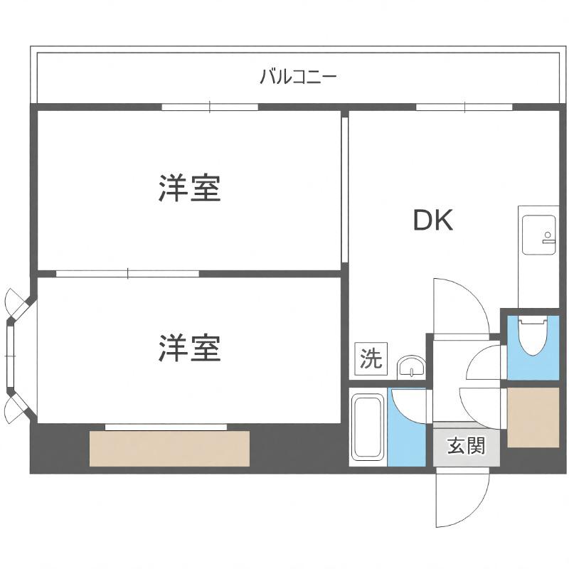 ハイフィールド88(1LDK/2階)の間取り写真
