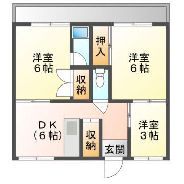 ビレッジハウス鈴蘭台(3DK/3階)の間取り写真