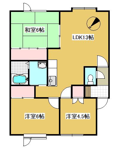 コーポ咲(3LDK/2階)の間取り写真