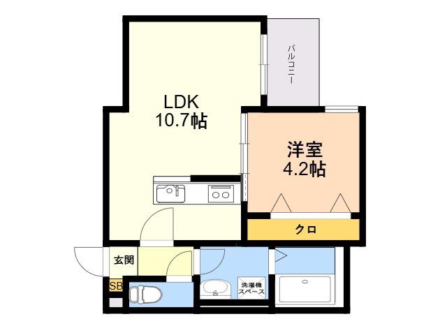 横手南町AP B棟(1LDK/3階)の間取り写真
