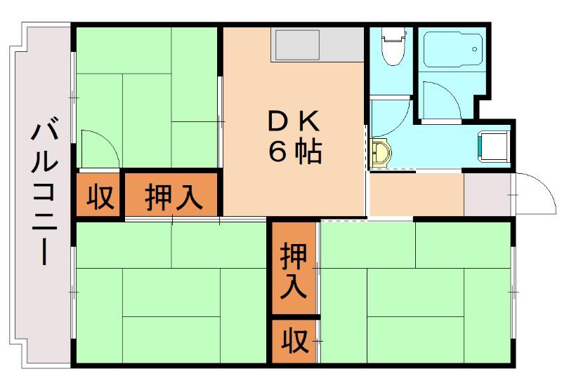 第1エトウビル(3DK/2階)の間取り写真