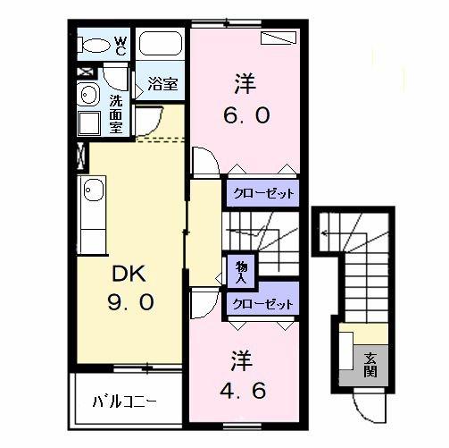 セレクト(2DK/2階)の間取り写真