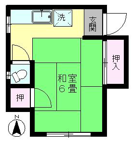 ときわ荘(ワンルーム/2階)の間取り写真