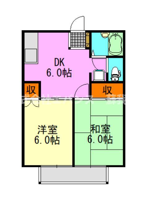 サンフォーリスト仁戸名(2DK/2階)の間取り写真