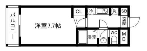 リーセント春町(1K/4階)の間取り写真