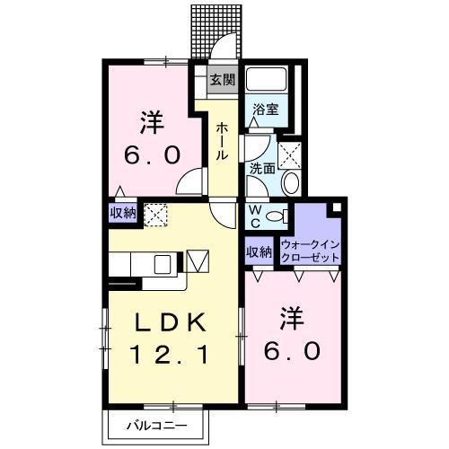 スウィートガーデンA(2LDK/1階)の間取り写真