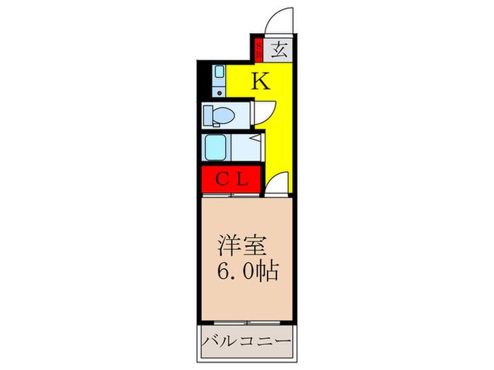 コーポラス朝日が丘(1K/2階)の間取り写真