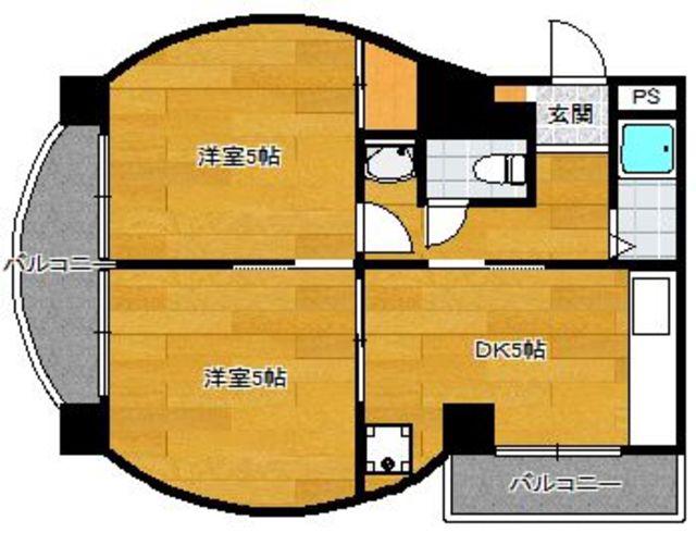 大橋ツインビル(2DK/4階)の間取り写真