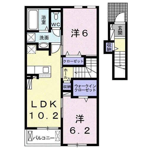 つゆくさハイツ(2LDK/2階)の間取り写真