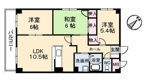 エスポワール21(3LDK/3階)の間取り写真