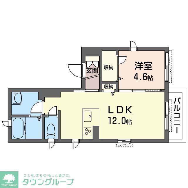 グロウ白金高輪(1LDK/2階)の間取り写真