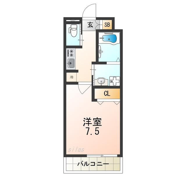 H-MAISON歌島橋III(1K/2階)の間取り写真