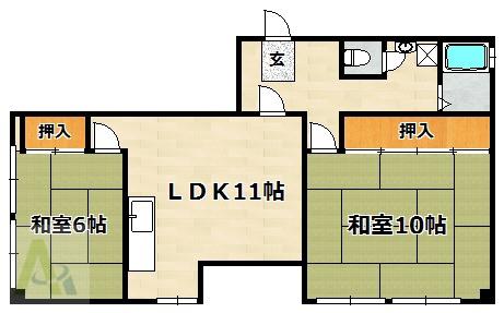 大谷サンクレバー(2LDK/3階)の間取り写真