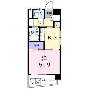 ドミール本城(1K/1階)の間取り写真