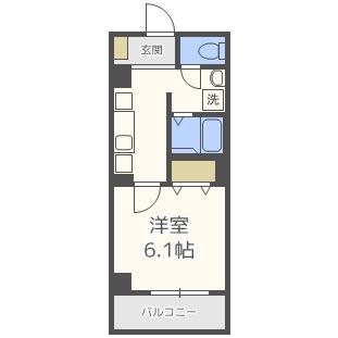 みおつくし杭全(1K/6階)の間取り写真