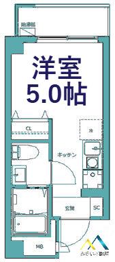 吉野町RESIDENCE(ワンルーム/4階)の間取り写真