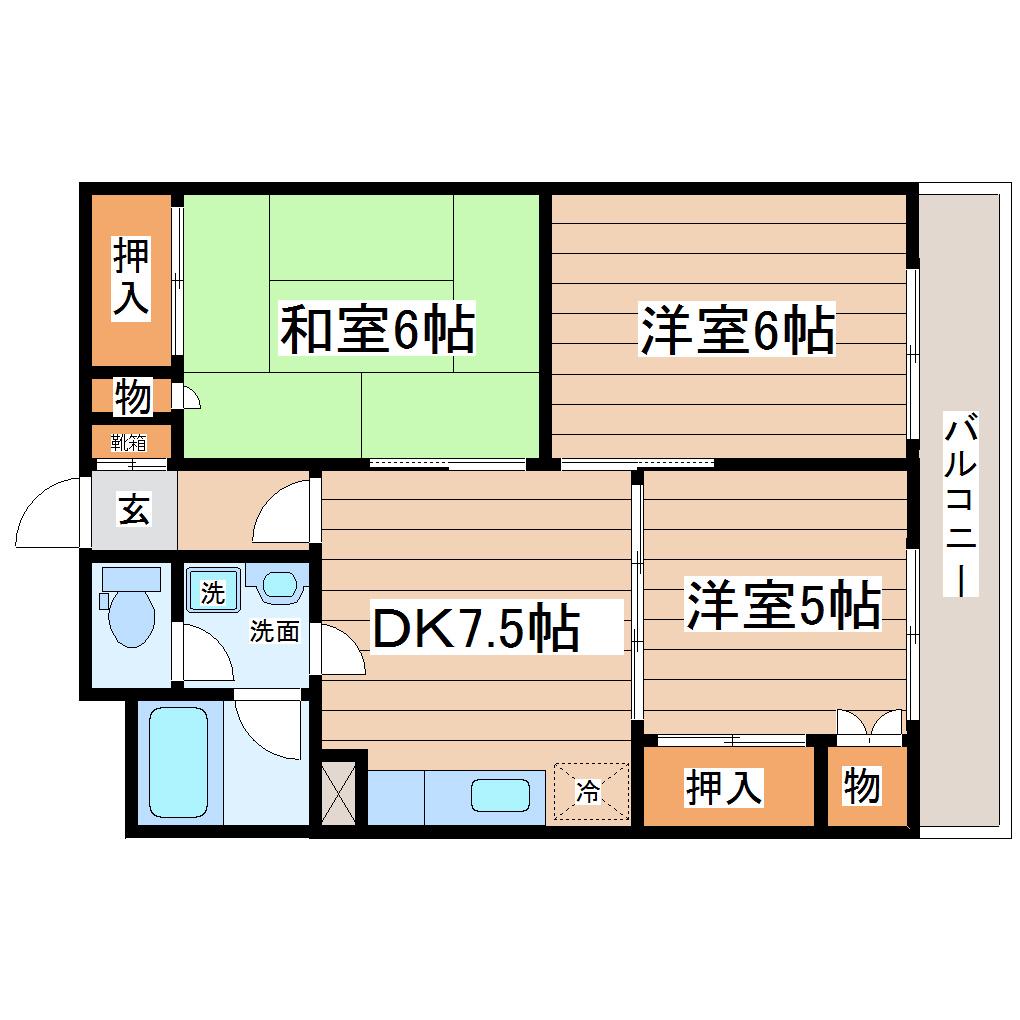 旭ハイツ(3DK/4階)の間取り写真