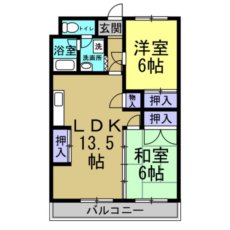 山石第一ハイツ(2LDK/4階)の間取り写真