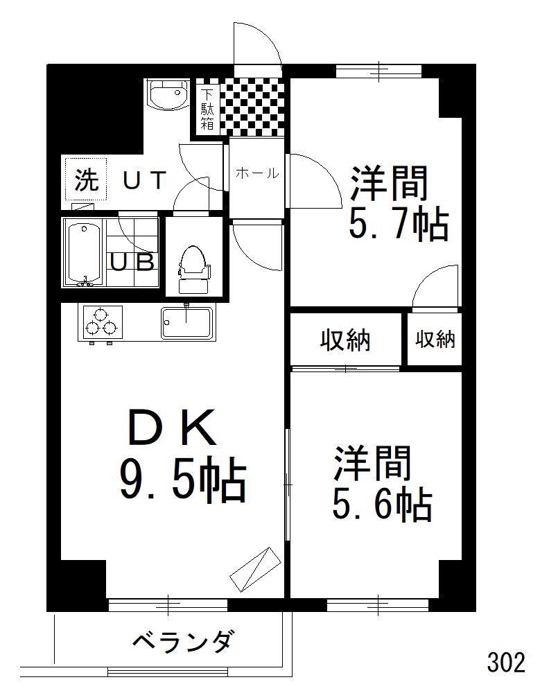 CINQ ARCADIA(2DK/3階)の間取り写真
