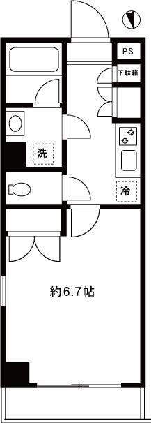 ミテッツァ大森II(1K/3階)の間取り写真