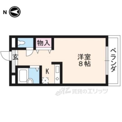 イーストWING(1K/1階)の間取り写真