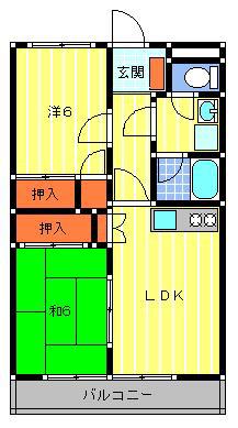エーデルハイム(2LDK/2階)の間取り写真