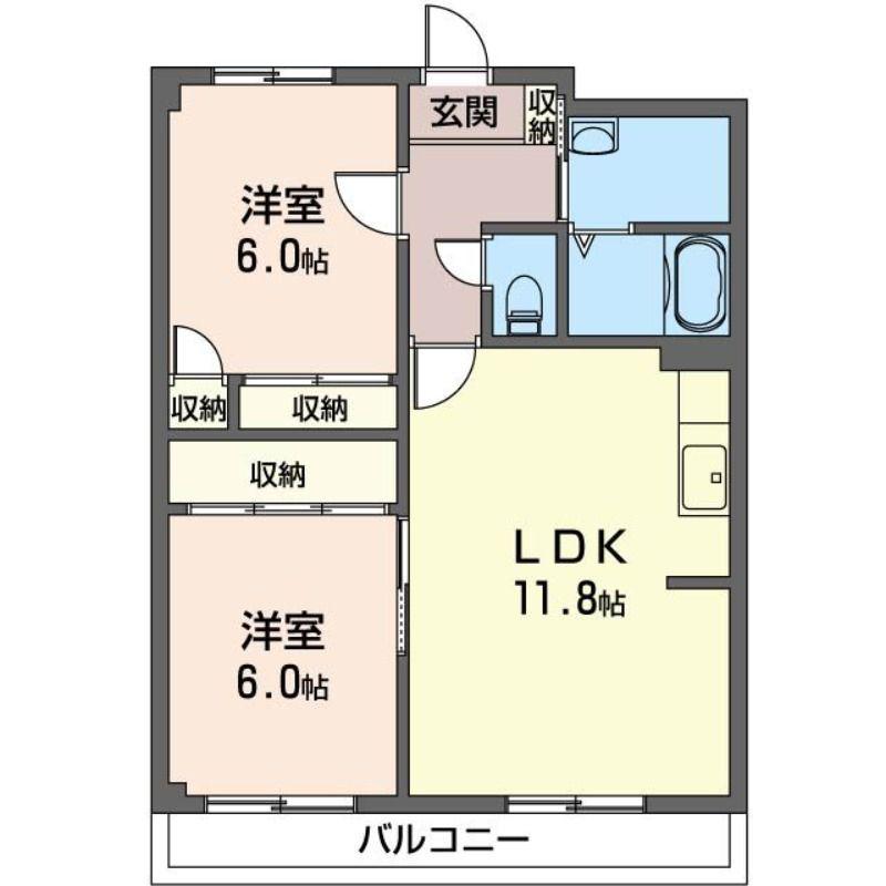サープラスA(2LDK/1階)の間取り写真