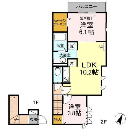 ロジェ代田(2LDK/2階)の間取り写真