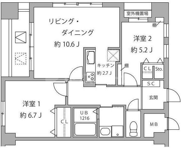 SUN SPRING TOWER(2LDK/4階)の間取り写真