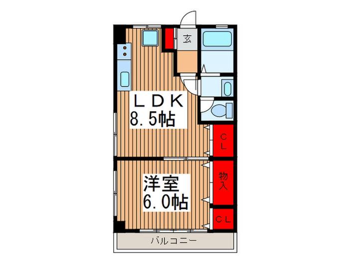 産陽ビル(1LDK/2階)の間取り写真