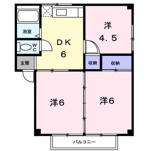 ゆあハイツSECOND(3DK/2階)の間取り写真