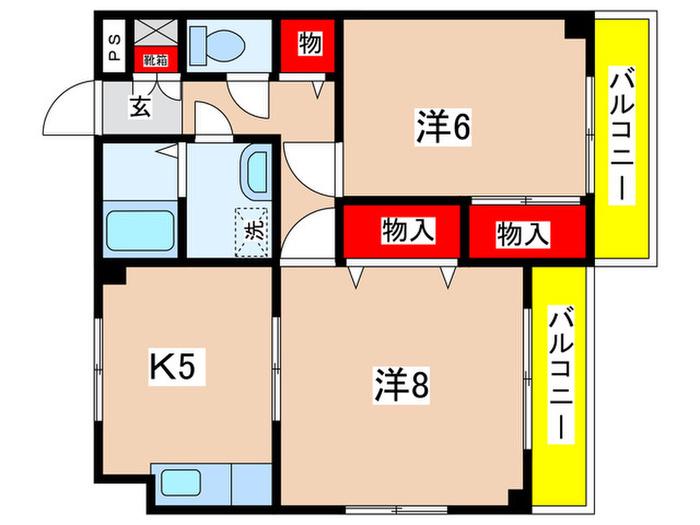 リヴェール(2DK/3階)の間取り写真