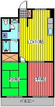 ミナモトマンション 1(2LDK/3階)の間取り写真